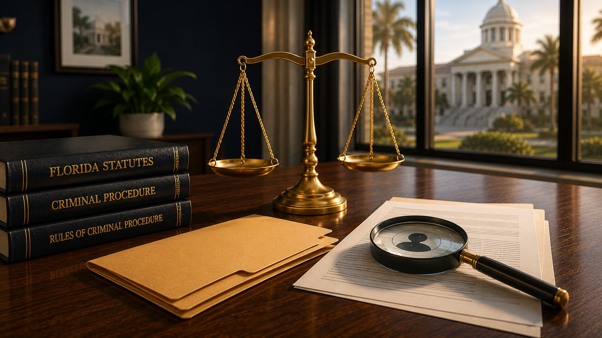 Brass scales of justice on a desk, weighing character against conduct
