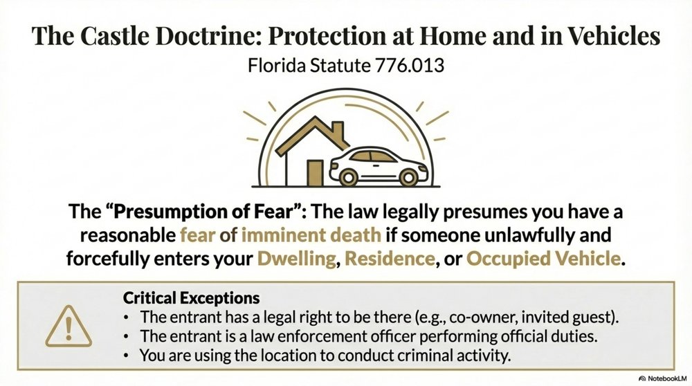 Castle Doctrine presumption of fear in home and vehicles