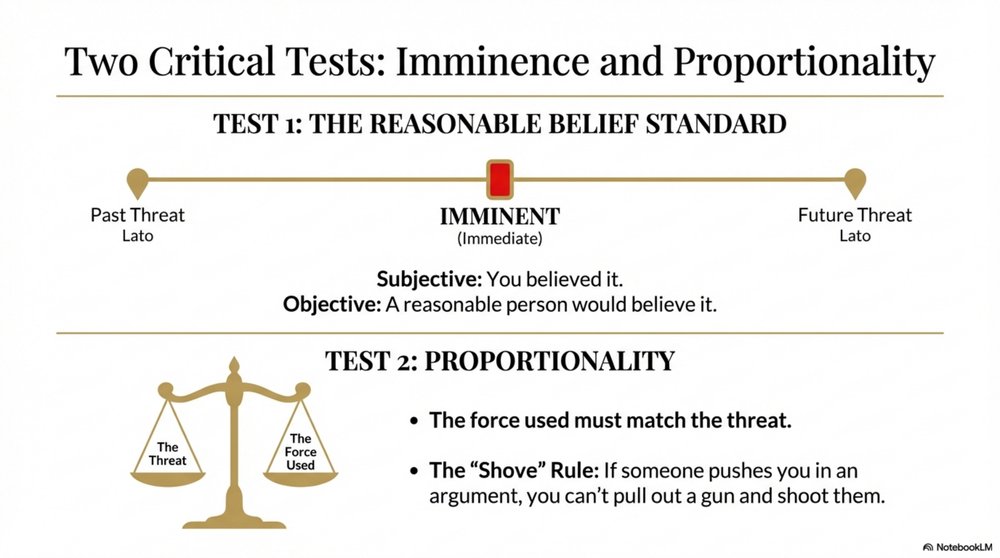 Imminence and proportionality tests for self-defense